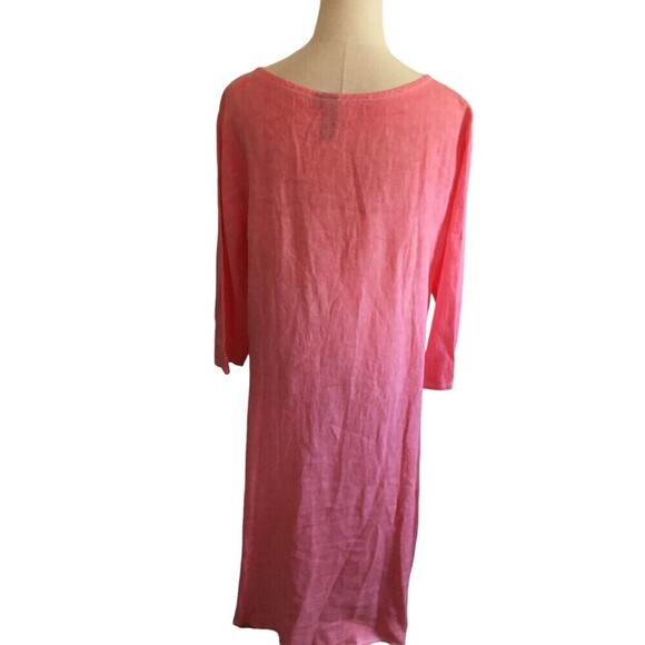 Focus Dress Women's Size Medium Pink Long Sleeve Maxi Linen Minimalist - Picture 6 of 8